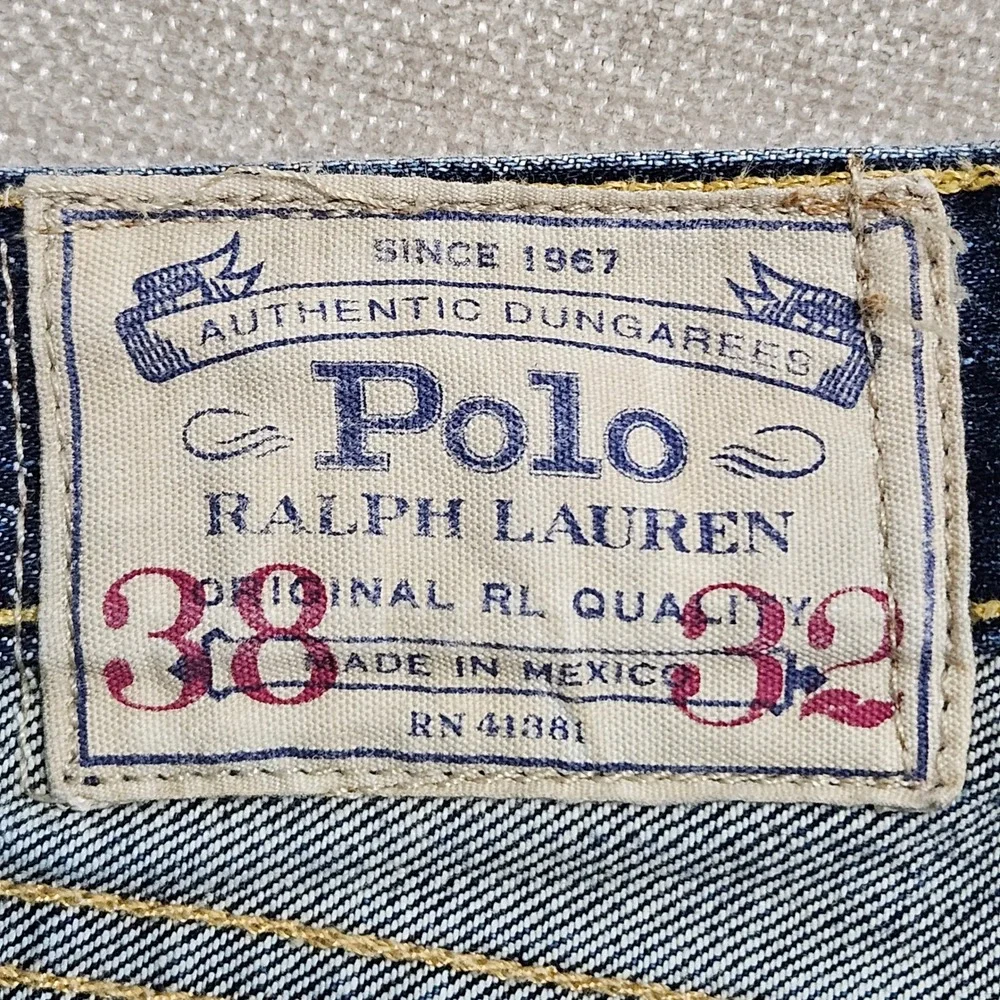 Polo Ralph Lauren Varick Slim Straight Jeans‎ Mens 38x32 Blue Warwick Wash Denim